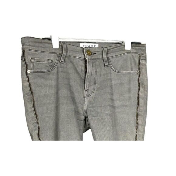 Frame Thatcher Le Skinny de Jeanne Size 27 Zipper Trimmed Gray Wash Jeans Ankle - Picture 4 of 12